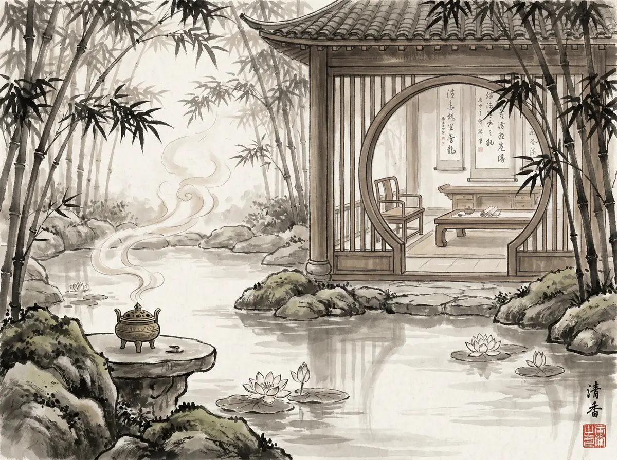 云顶国际水墨养生阁温泉池与竹林环绕的东方水疗中心